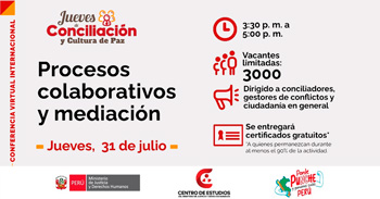 Conferencia online "Procesos colaborativos y mediación" del MINJUSDH