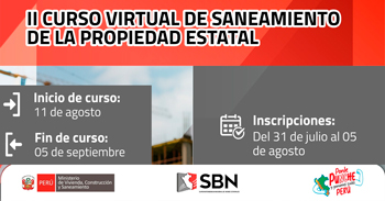  Curso online de "Saneamiento de la Propiedad Estatal" de la SBN