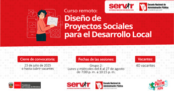  Curso virtual "Diseño de Proyectos Sociales para el Desarrollo Local" del Servir