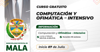  Curso online gratis de "Computación y ofimática - Intensivo" de la Municipalidad Distrital de Mala