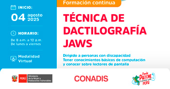  Curso online gratis "Técnica de dactilografía Jaws" del MIMP Conadis