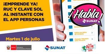 Evento online gratis "RUC y clave sol al instante con el app personas" de la SUNAT