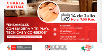  Charla online gratis sobre "Ensambles con madera y triplay. Tecnicas y consejos" del Sencico 