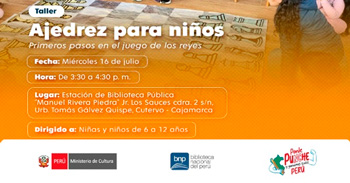  Taller presencial gratis "Ajedrez para niños" de la BNP