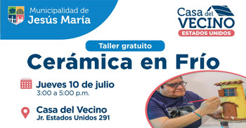  Taller presencial gratis  "Cerámica en Frío" de la Municipalidad de Jesús María