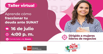  Taller online "Aprende cómo fraccionar tu deuda ante SUNAT" de PRODUCE