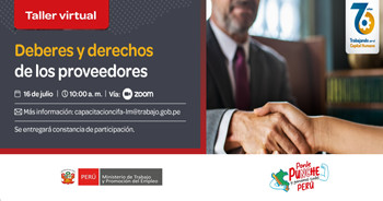  Taller online sobre "Deberes y derechos de los proveedores" del MTPE