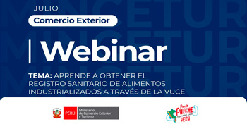  Webinar online "Aprende a obtener el registro sanitario de alimentos industrializados a través de la VUCE"