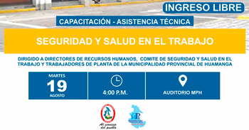 Capacitación presencial gratis "Seguridad y salud en el trabajo" de la DRTPE - Ayacucho