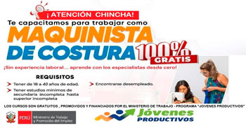  Capacitación presencial "Operario de maquina de costura" de la Municipalidad Provincial de Chincha