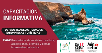  Capacitación virtual "Costeo de Actividades en Empresas Turísticas" de la Dircetur Ica