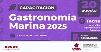  Capacitación online "Gastronomía Marina 2025" del Gobierno Regional de Tacna