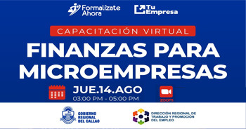  Capacitación online gratis "Finanzas para Microempresas" DRTPE del Callao