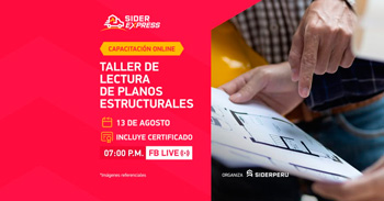  Capacitación online gratis "Lectura de planos de planos estructurales" de Sider Express
