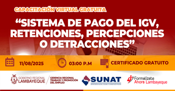  Capacitación online gratis "Sistema de pago del IGV, retenciones, percepciones o detracciones"
