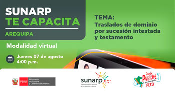  Capacitación online gratis "Traslados de dominio por sucesión intestada y testamento" de la SUNARP