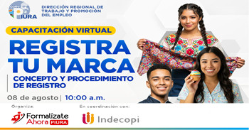  Capacitación online "Registra Tu Marca: Concepto y Procedimiento de Registro" de la DRTPE Piura