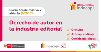  Curso online gratis con certificado sobre "Derecho de autor en la industria editorial" de INDECOPI