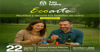  Evento presencial "Ecoarte: Reutiliza y decora tus botellas de vidrio" de la Municipalidad de San Isidro