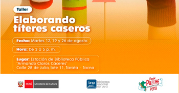 Taller presencial gratis "Elaborando títeres caseros" de la BNP