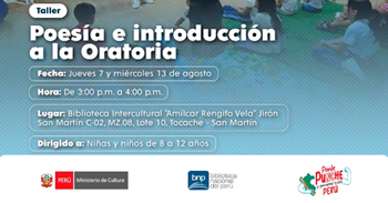  Taller presencial gratis "Poesía e introducción a la oratoria" de la BNP