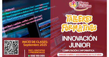 Talleres formativos y artísticos presencial gratuitos "Innovación Junior; Computación e Informática" 