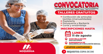  Talleres gratuitos "Creciendo Juntas" del Gobierno Regional Moquegua