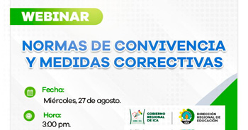  Webinar online "Normas de Convivencia y Medidas Correctivas" de la Dirección Regional de Educación Ica