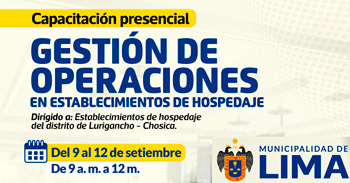  Capacitación presencial "Gestion de operaciones en establecimientos de hospedaje"