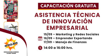 Capacitación presencial gratis "Asistencia Técnica de Innovación Empresarial" del GORE Arequipa