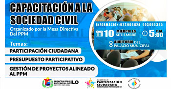  Capacitación presencial "Participación ciudadana, Presupuesto participativo y Gestión de proyectos al PPM"  