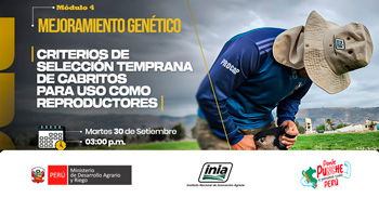  Capacitación online Criterios de selección temprana de cabritos para uso como reproductores" del INIA