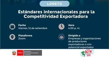 Capacitación online "Estándares internacionales para la Competitividad Exportadora" del Mincetur Perú