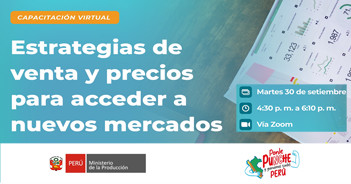 Capacitación online "Estrategias de venta y precios para acceder a nuevos mercados" de PRODUCE