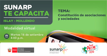 Capacitación virtual gratuita "Constitución de asociaciones y sociedades" de la SUNARP