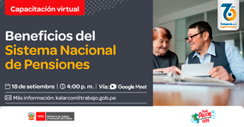  Capacitación online gratis "Beneficios del Sistema Nacional de Pensiones" del MTPE