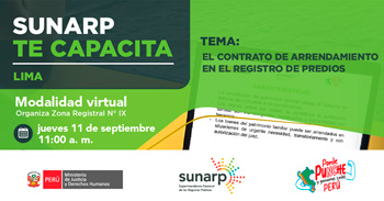  Capacitación online gratis "Contrato de arrendamiento en el registro de predios" de la SUNARP