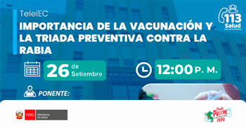  Capacitación online gratis "Importancia de la vacunación y la triada preventiva contra la rabia" del MINSA