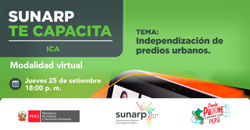  Capacitación online gratis "Independización de predios urbanos " de la Sunarp