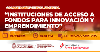  Capacitación online gratis "Instituciones de Acceso a Fondos para Innovación y Emprendimiento"