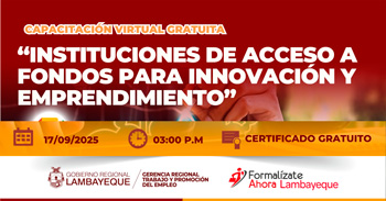  Capacitación online gratis "Instituciones de Acceso a Fondos para Innovación y Emprendimiento"