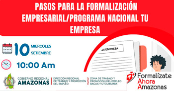  Capacitación online gratis "Pasos para la formalización empresarial / programa nacional tu empresa" 