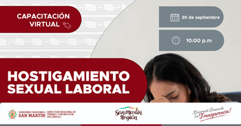  Capacitación online "Hostigamiento sexual laboral" del DRTPE de San Martín