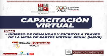  Capacitación online "Ingreso de demandas y escritos a través de la mesa de partes virtual penal(MPVP)"  