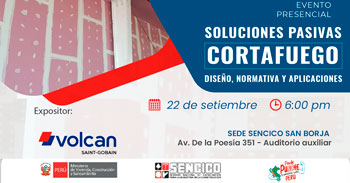 Charla presencial gratis "Soluciones pasivas cortafuego" del SENCICO
