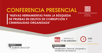  Conferencia presencial Nuevas herramientas para la búsqueda de pruebas en delitos de corrupción y criminalidad 