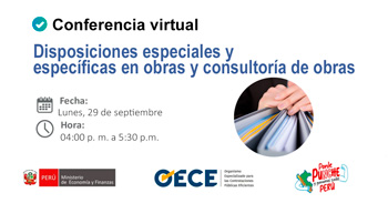 Conferencia online gratis "Disposiciones especiales y específicas en obras y consultoría de obras" del OECE