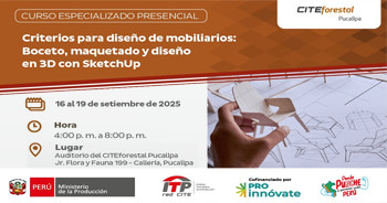 Curso presencial "Criterios para diseño de mobiliarios: Boceto, maquetado y diseño en 3D con SketchUp"  