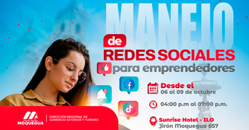  Curso presencial "Manejo de redes sociales para emprendedores" del Gobierno Regional Moquegua