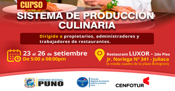  Curso presencial "Sistema de Producción Culinaria" de la DIRCETUR Puno